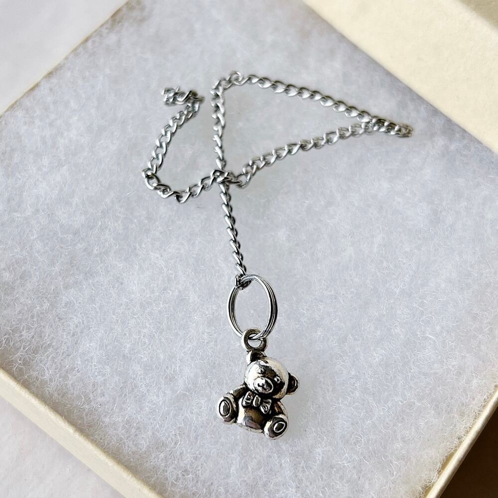 Silver Teddy Bear Unfinished Chain 7 Inches